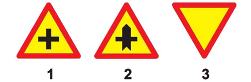 Biển nào báo hiệu giao nhau với đường không ưu tiên?