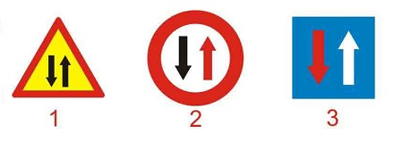 Câu hỏi 13: Biển nào chỉ dẫn được ưu tiên qua đường hẹp?