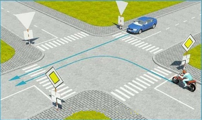 Câu hỏi 18: Xe nào được quyền đi trước trong trường hợp này?