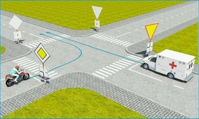 Câu hỏi 16: Xe nào được quyền đi trước trong trường hợp này?