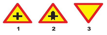 Câu hỏi 12: Biển nào báo hiệu giao nhau với đường ưu tiên?