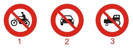Câu hỏi 13: Biển nào báo hiệu cấm xe mô tô hai bánh đi vào?