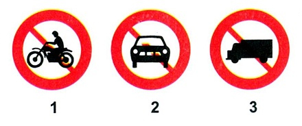 Câu hỏi 13: Khi gặp biển nào thì xe mô tô hai bánh được đi vào?