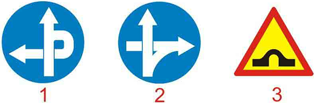 Câu hỏi 18: Biển nào báo hiệu tuyến đường cầu vượt cắt qua?