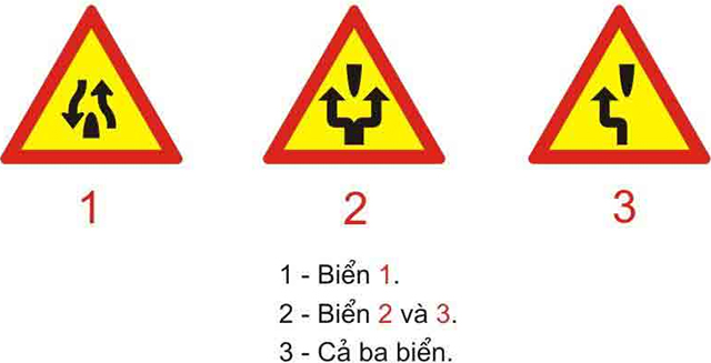 Câu hỏi 22: Biển nào báo hiệu chú ý chướng ngại vật?