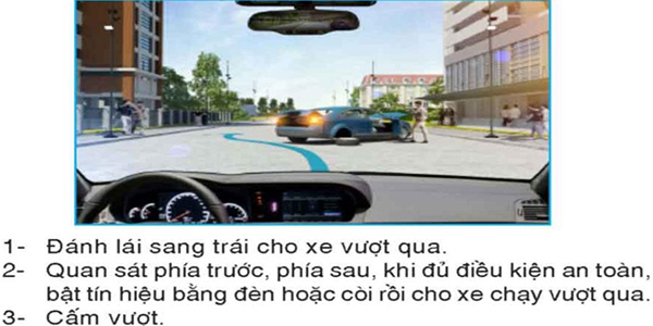 Câu hỏi 25: Trong tình huống dưới đây, để tránh xe trước bị hỏng đột ngột trên đường, người lái xe phải làm gì?