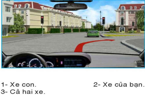 Câu hỏi 30: Xe nào phải dừng lại trong trường hợp này?