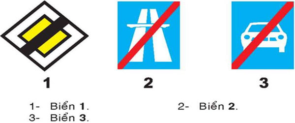 Câu hỏi 24: Biển nào báo hiệu hết đường cao tốc?