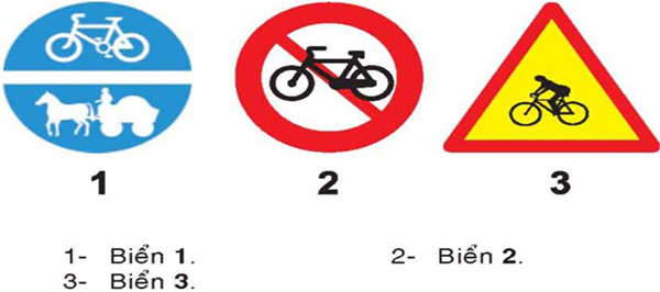 Câu hỏi 24: Biển báo nào báo hiệu đường dành cho xe thô sơ?