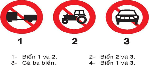 Câu hỏi 19: Biển nào không có hiệu lực đối với ô tô tải không kéo moóc