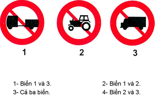 Câu hỏi 20: Biển nào cấm máy kéo?