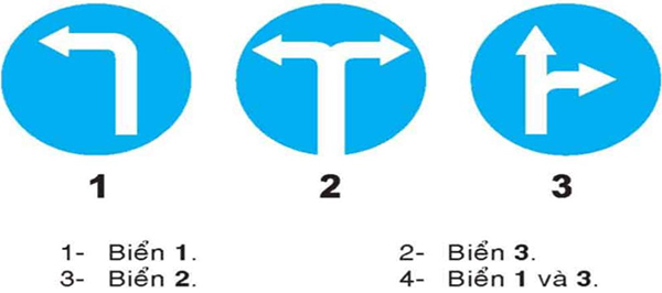 Câu hỏi 22: Biển nào không cho phép rẽ phải?