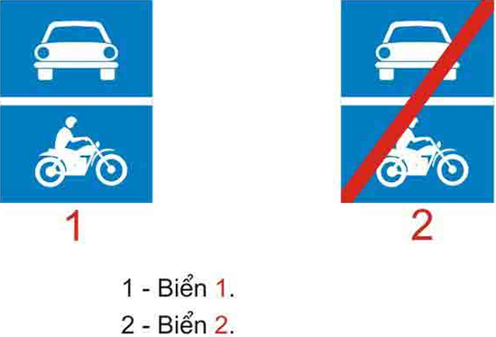 Câu hỏi 20: Khi gặp biển nào thì các phương tiện không được đi vào, trừ ô tô và mô tô?