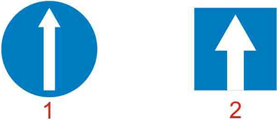 Câu hỏi 20: Biển nào báo hiệu hướng đi thẳng phải theo?