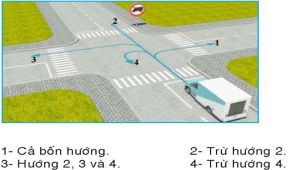 Câu hỏi 27: Những hướng nào ô tô tải được phép đi?