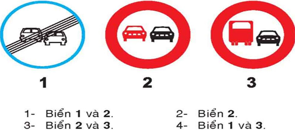 Câu hỏi 18: Biển nào cho phép ô tô con được vượt?