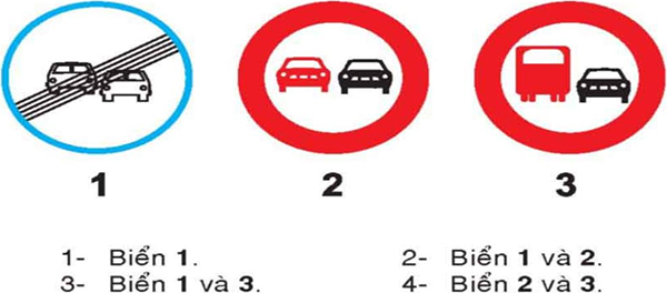 Câu hỏi 20: Biển nào cấm ô tô tải vượt?