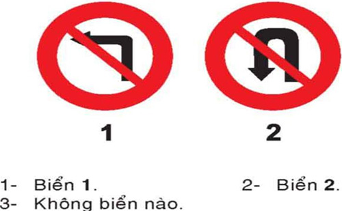 Câu hỏi 23: Khi gặp biển nào xe được rẽ trái?