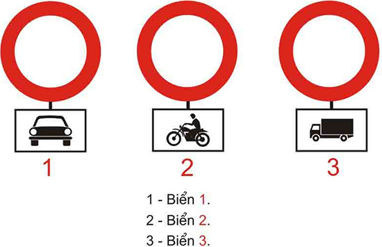 Câu hỏi 22: Biển nào xe mô tô hai bánh không được đi vào?