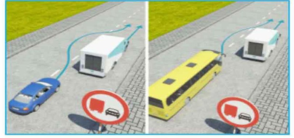 Câu hỏi 28: Xe nào vượt đúng quy tắc giao thông?