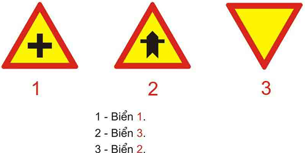 Câu hỏi 18: Biển nào báo hiệu "Đường giao nhau" của các tuyến đường cùng cấp?
