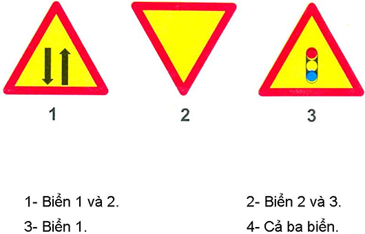 Câu hỏi 18: Biển nào báo hiệu sắp đến chỗ giao nhau nguy hiểm?