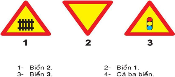Câu hỏi 20: Biển nào báo hiệu giao nhau có tín hiệu đèn?