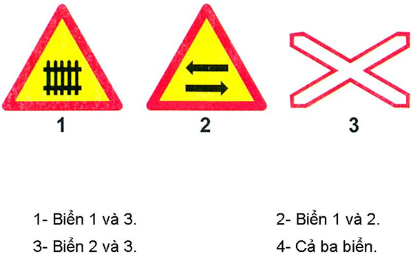 Câu hỏi 21: Biển nào báo hiệu nguy hiểm giao nhau với đường sắt?