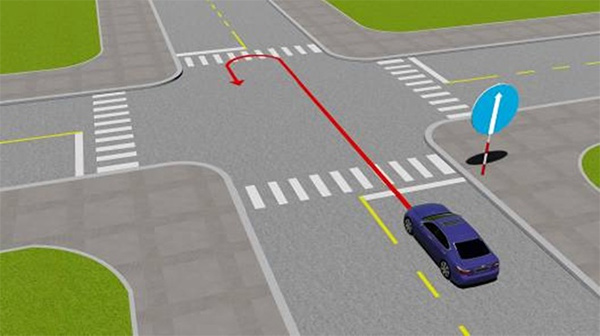 Câu 9: Xe đi theo chiều mũi tên có vi phạm quy tắc giao thông không?