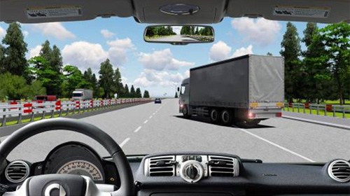 Câu hỏi 21: Xe tải phía trước có tín hiệu xin chuyển làn đường, bạn xử lý như thế nào trong trường hợp này?