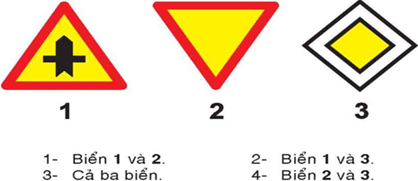 Câu hỏi 19: Biển nào báo hiệu, chỉ dẫn xe đi trên đường này được quyền ưu tiên qua nơi giao nhau?