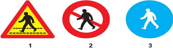 Câu hỏi 19: Gặp biển nào người lái xe phải nhường đường cho người đi bộ?