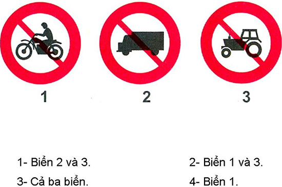 Câu hỏi 23: Biển nào cấm máy kéo?