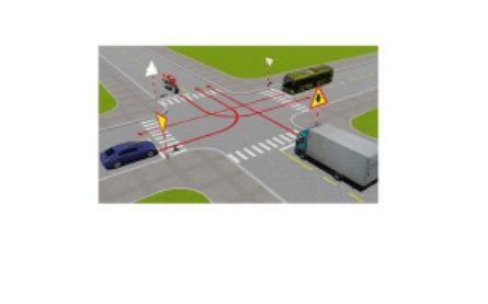 Câu số 24: Thứ tự các xe đi như thế nào là đúng quy tắc giao thông ?