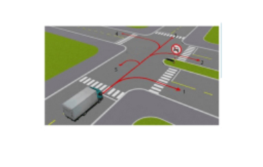 Câu số 26: Những hướng nào ô tô tải được phép đi ?