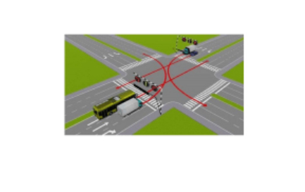 Câu số 28: Các xe đi theo hướng mũi tên, xe nào vi phạm quy tắc giao thông ?