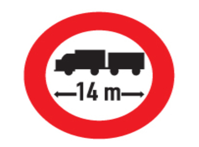 18. Xe ô tô chở hàng vượt quá phía trước và sau thùng xe, mỗi phía quá 10% chiều dài toàn bộ thân xe, tổng chiều dài xe (cả hàng) từ trước đến sau nhỏ hơn trị số ghi trên biển thì có được phép đi vào không?