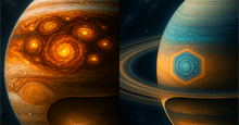 Các xoáy thuận cực hé lộ cấu trúc ẩn giấu bên trong của Sao Mộc Và Sao Thổ
