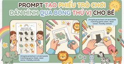 Tạo phiếu học tập cắt dán hình đúng qua bóng cho trẻ