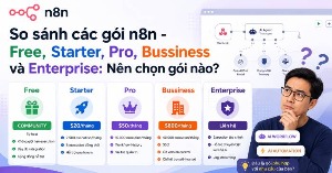 So sánh các gói n8n - Free, Starter, Pro, Bussiness và Enterprise: Nên chọn gói nào?
