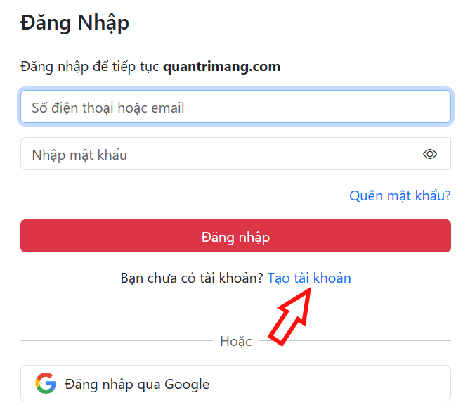 Tạo tài khoản Quantrimang.com