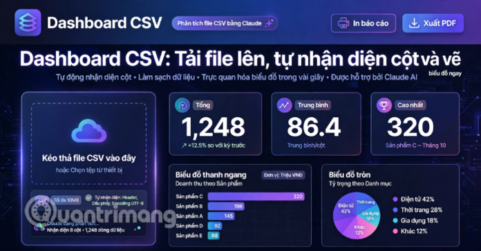 Vibecoding cách tạo Dashboard phân tích file CSV bằng Claude